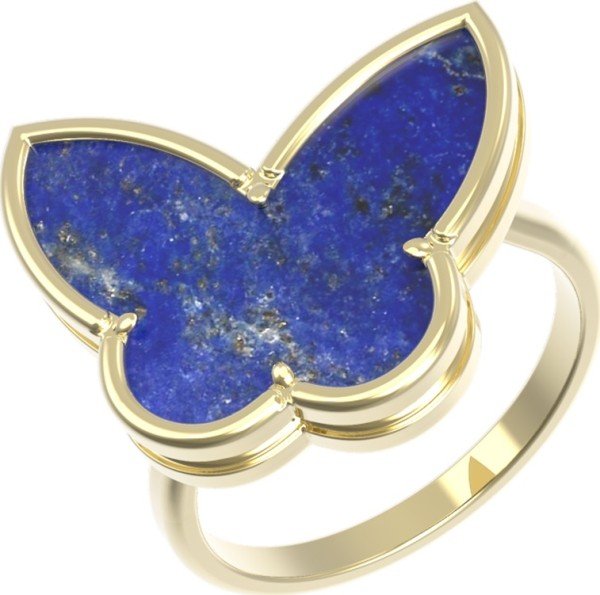 Кольцо из лимонного золота c лазуритом