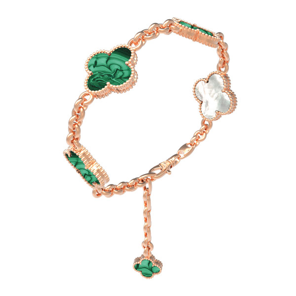 Браслет из золота c малахитом и перламутром