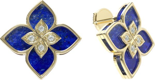 Серьги из лимонного золота c бриллиантами и лазуритом