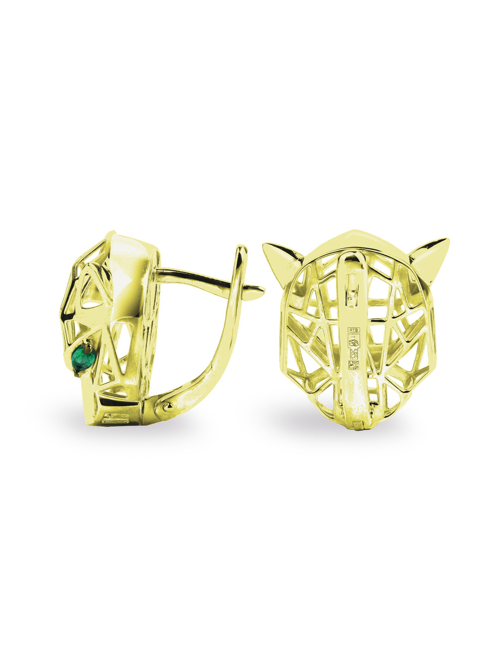 Серьги из лимонного золота c изумрудом