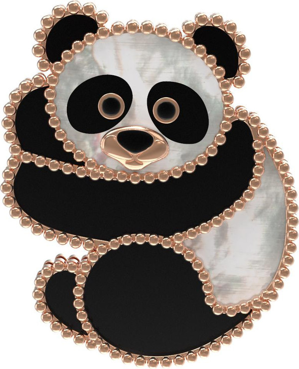 Брошь из золота c эмаль , ониксом и перламутром