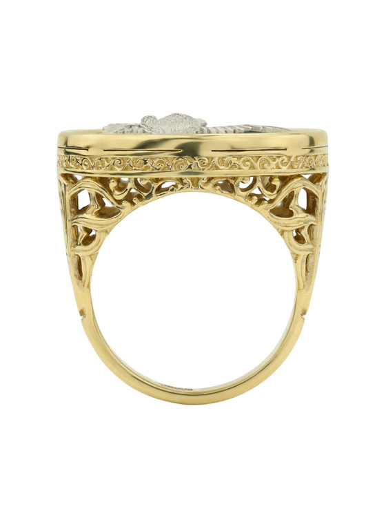 Кольцо из лимонного золота c эмаль