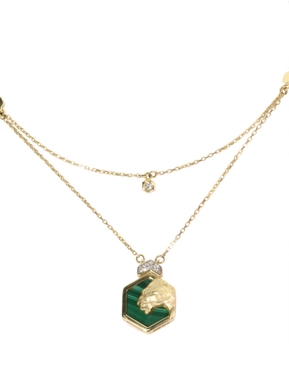 Колье из лимонного золота c бриллиантами и малахитом
