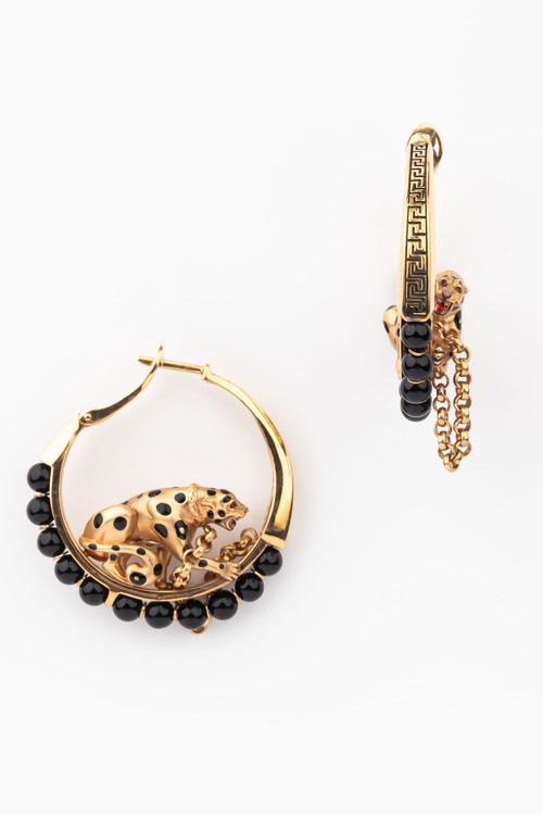 Серьги из золота c эмаль и ониксом