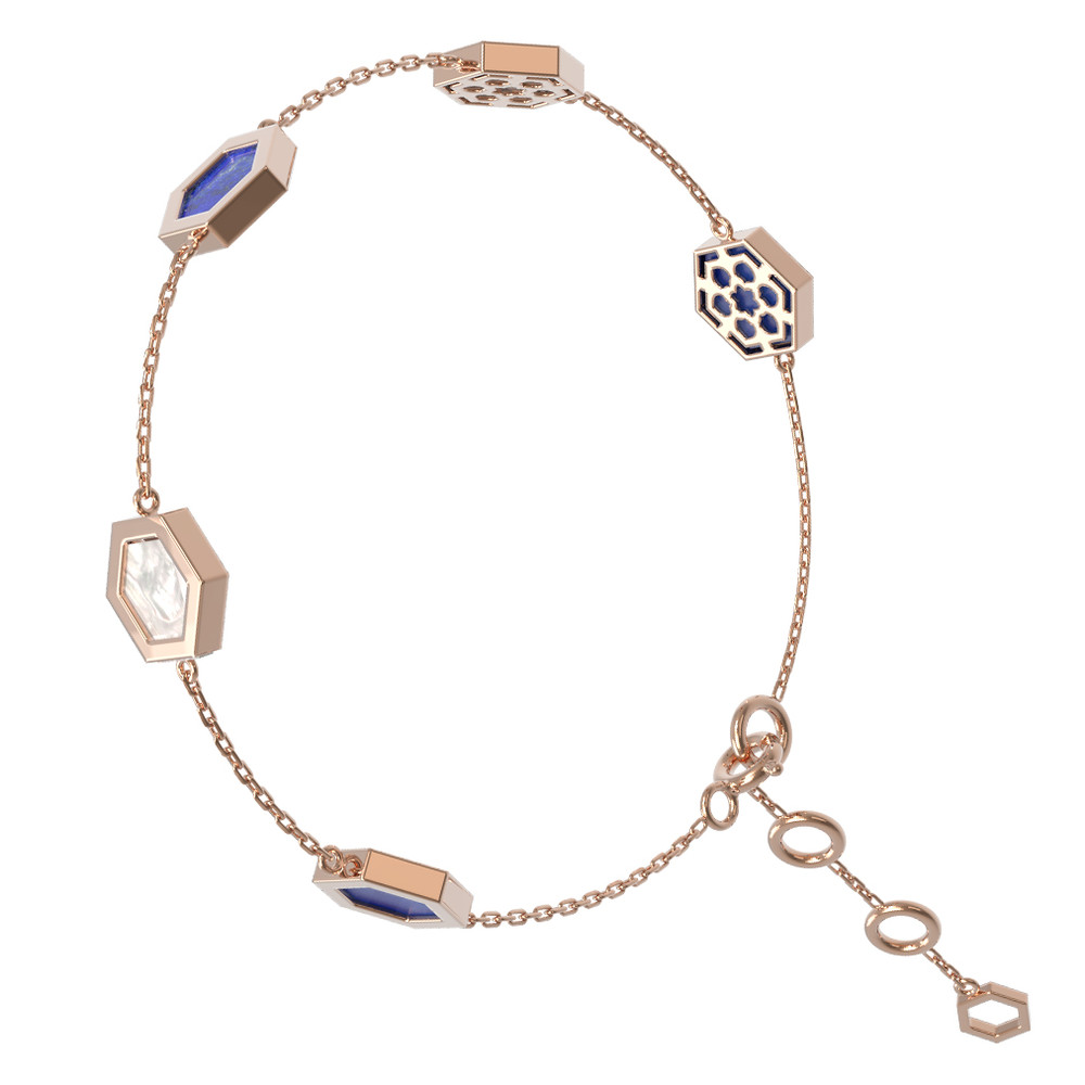 Браслет из золота c лазуритом и перламутром