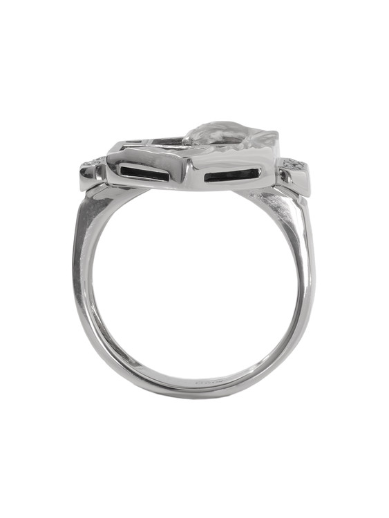 Кольцо из белого золота c бриллиантами и ониксом