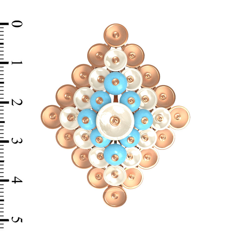 Подвеска из золота c бирюзой и перламутром