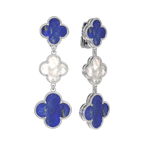 Серьги из белого золота c лазуритом и перламутром