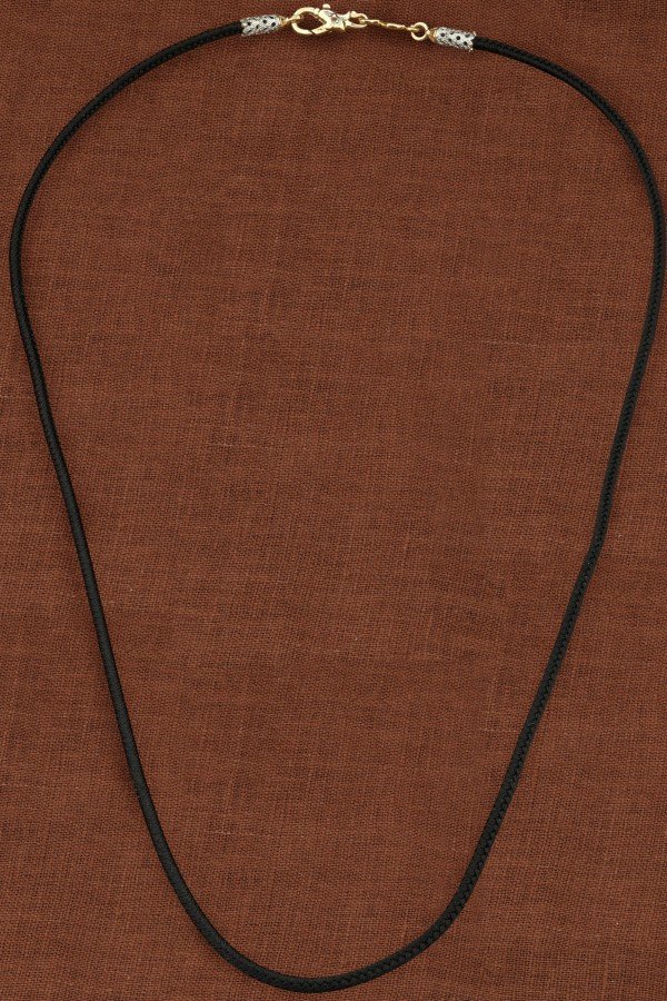 Шнурок шёлковый из лимонного золота 585 пробы c шёлковым шнурком