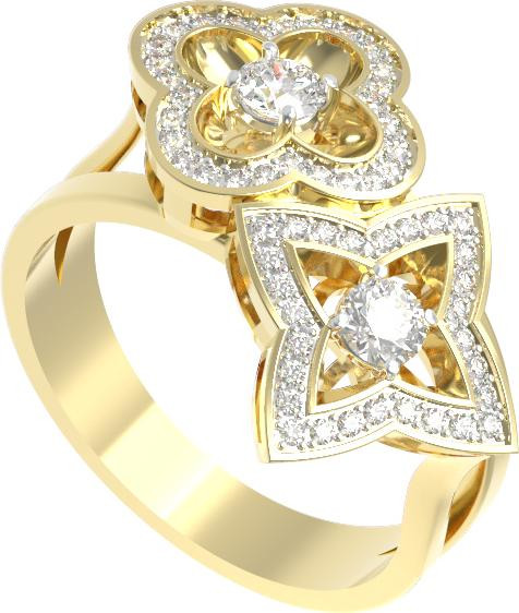 Кольцо из лимонного золота c бриллиантами