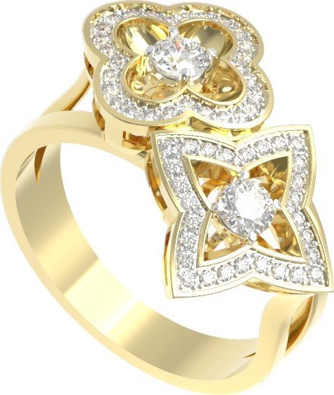 Кольцо из лимонного золота c бриллиантами