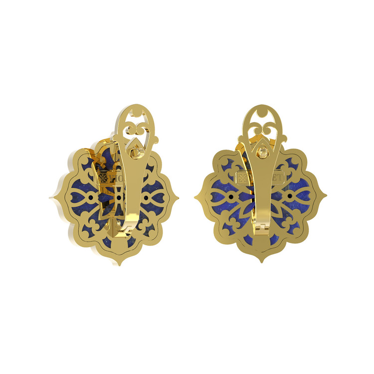 Серьги из лимонного золота c бирюзой и лазуритом