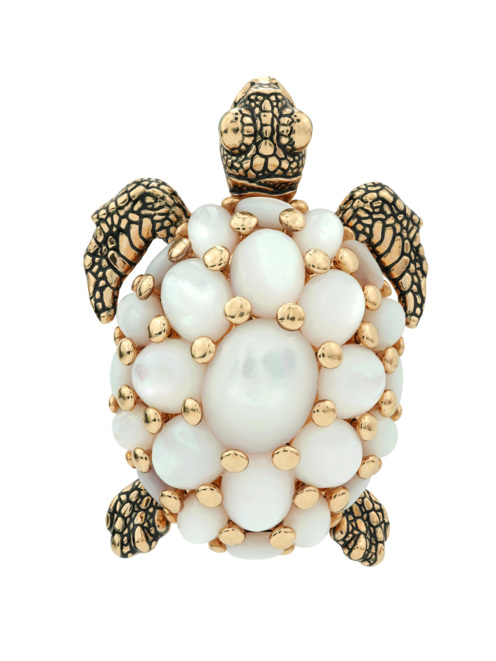 Брошь из золота c эмаль и перламутром