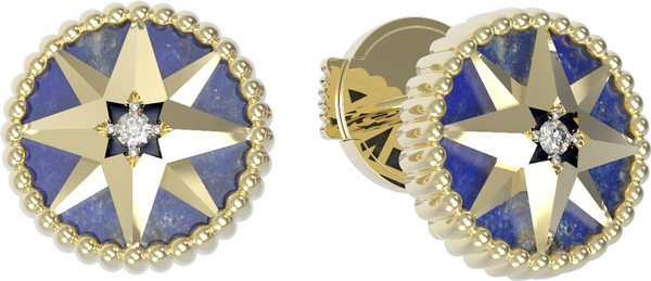 Серьги из лимонного золота c фианитом и лазуритом