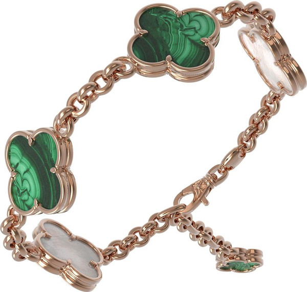 Браслет из золота c малахитом и перламутром