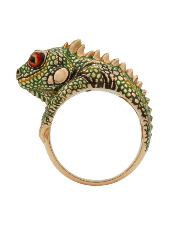 Кольцо из золота c эмаль и рубином