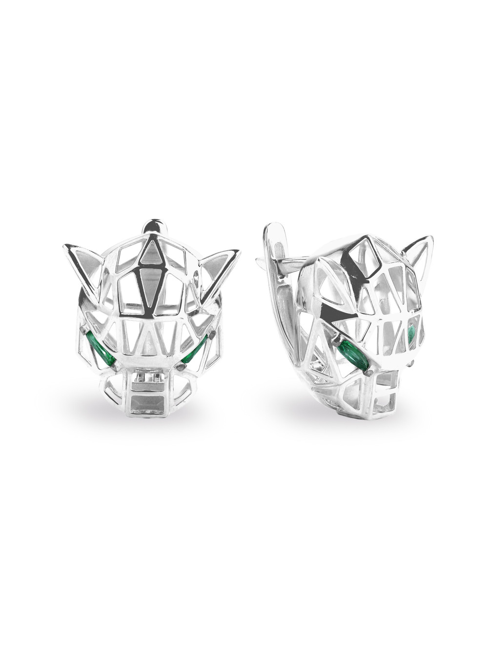 Серьги из белого золота c изумрудом