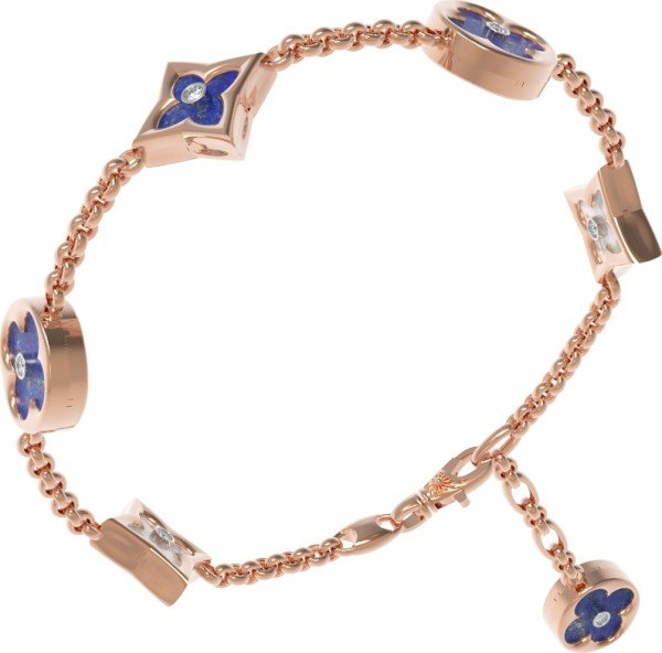 Браслет из золота c бриллиантами, лазуритом и перламутром