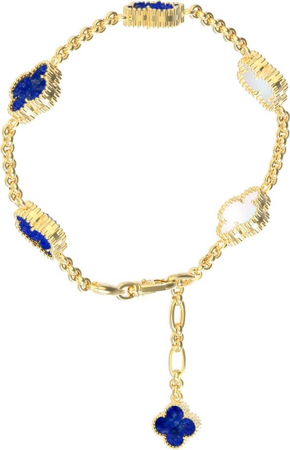 Браслет из лимонного золота c лазуритом и перламутром