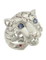 Кольцо из белого золота c сапфиром и рубином