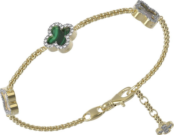 Браслет из лимонного золота c бриллиантами, малахитом и перламутром