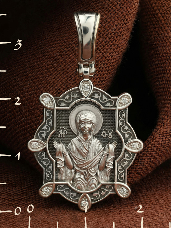 Образок из белого золота c бриллиантами