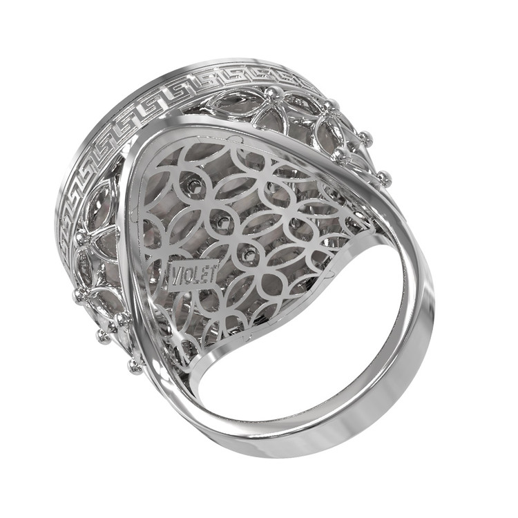 Кольцо из белого золота c эмаль и перламутром