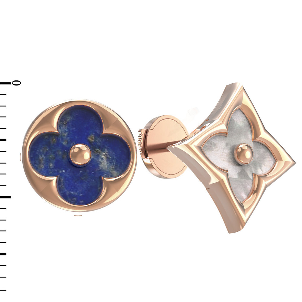 Серьги из золота c лазуритом и перламутром