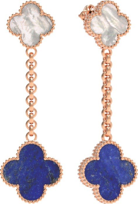 Серьги из золота 585 пробы c лазуритом и перламутром