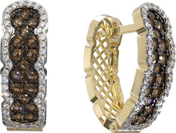 Серьги из лимонного золота 585 пробы c бриллиантами