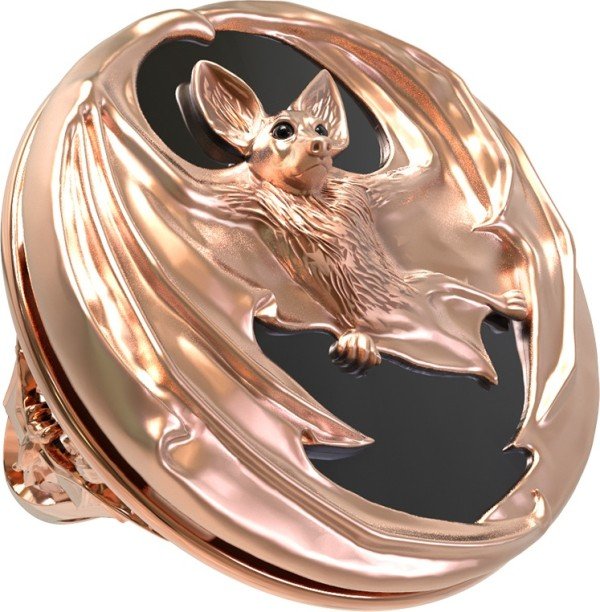 Кольцо из золота 585 пробы c эмалью и ониксом