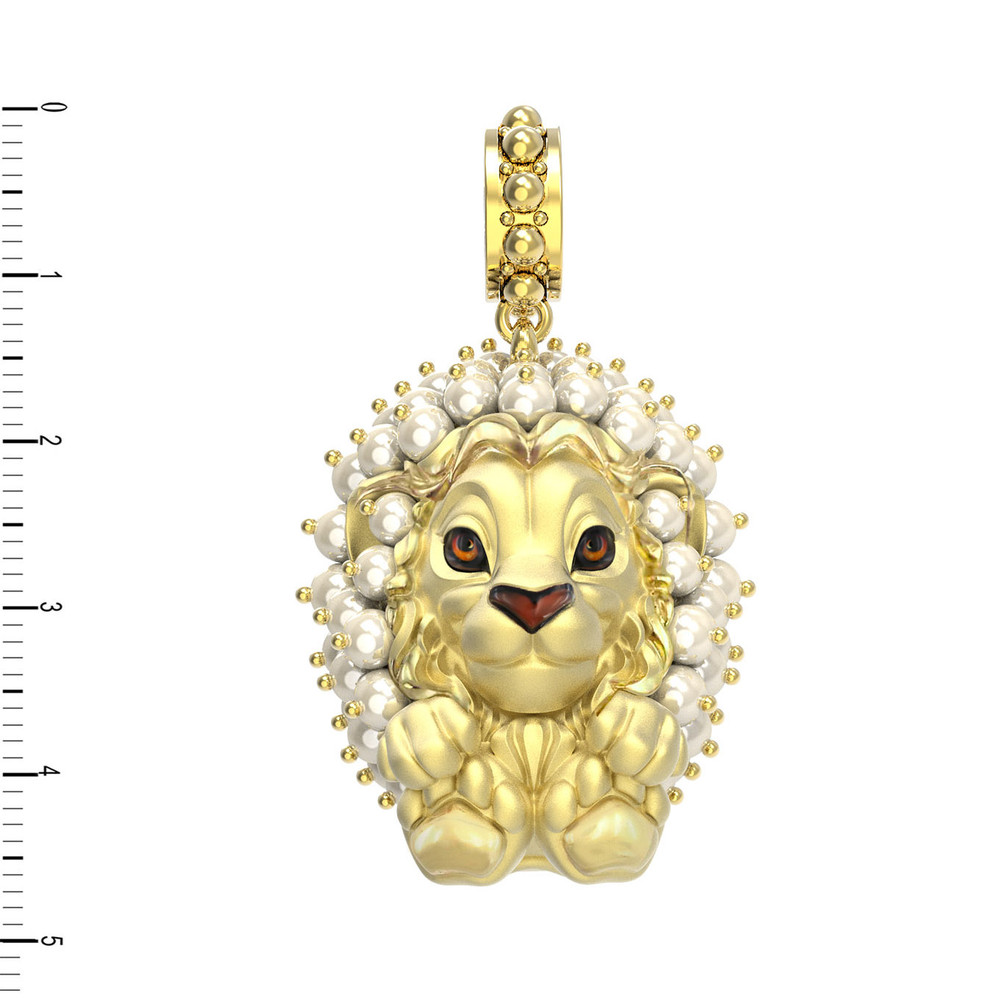 Подвеска из лимонного золота c эмаль и жемчугом