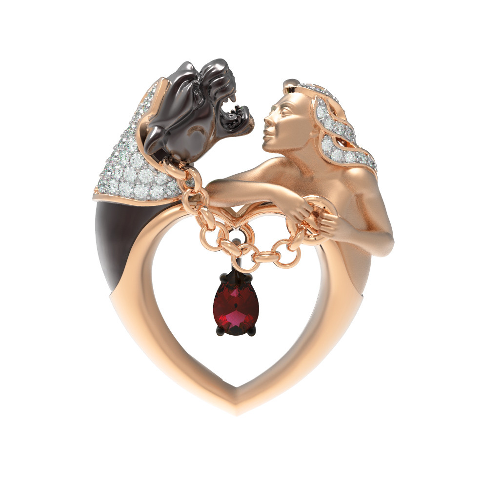 Подвеска из золота c фианитом и гранатом