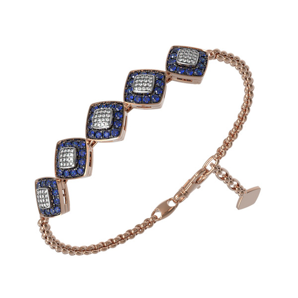 Браслет из золота c бриллиантами и сапфиром