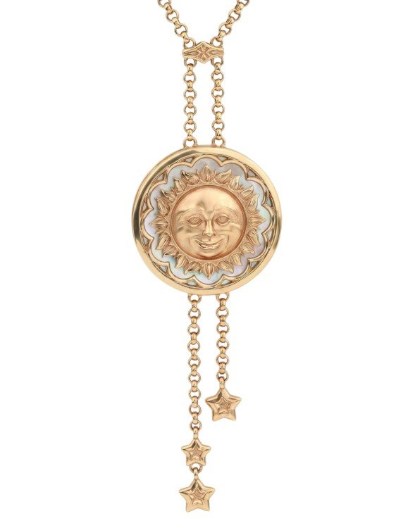 Колье из золота c ониксом и перламутром