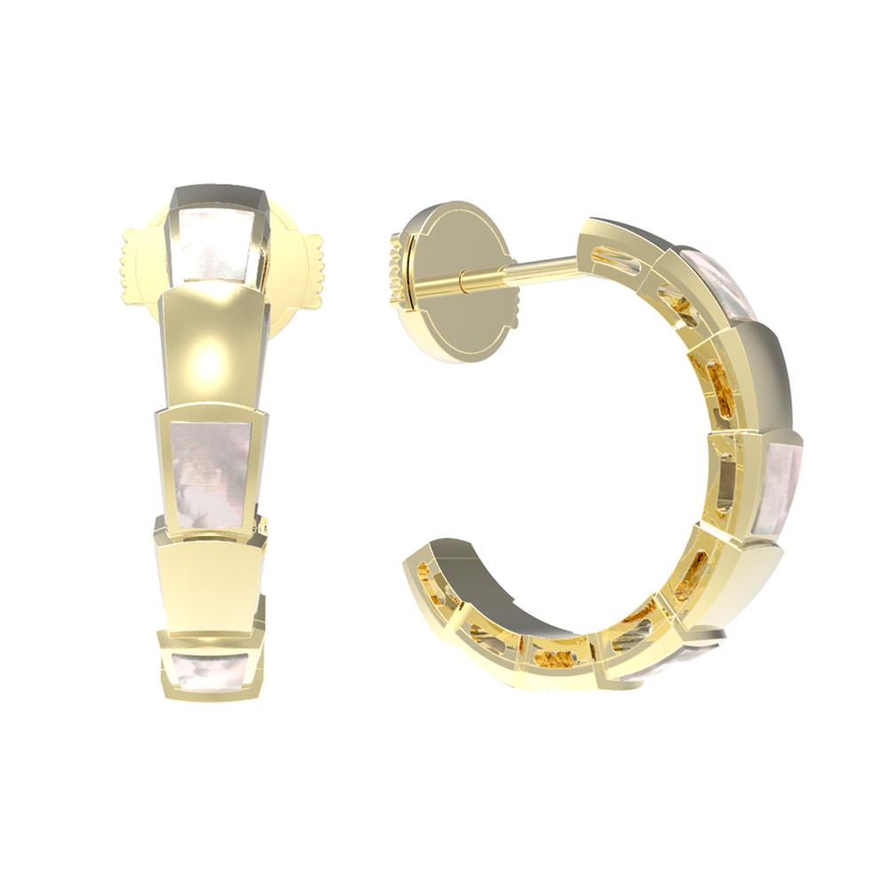 Серьги из лимонного золота c перламутром