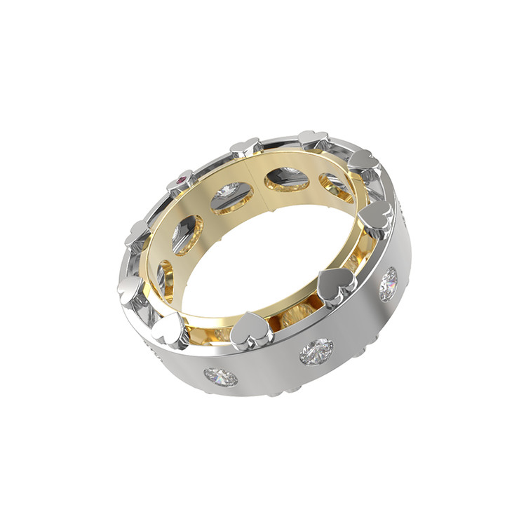 Кольцо из лимонного золота c бриллиантами и рубином