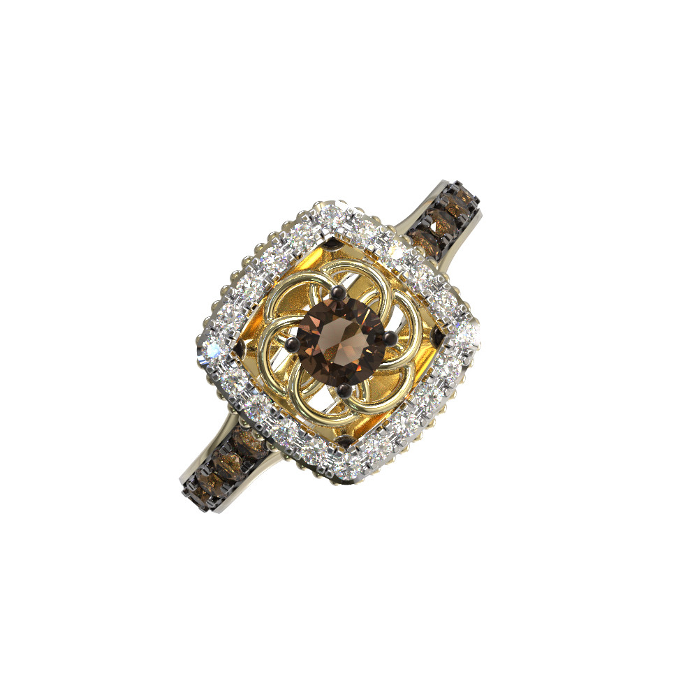 Кольцо из лимонного золота c бриллиантами