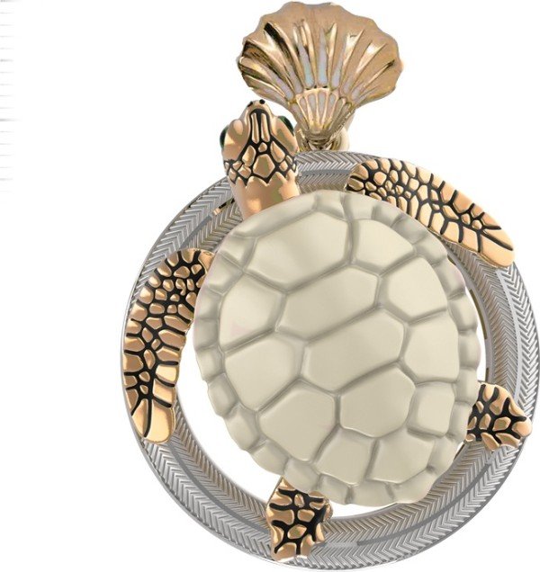 Подвеска из золота c эмалью и бивнем мамонта