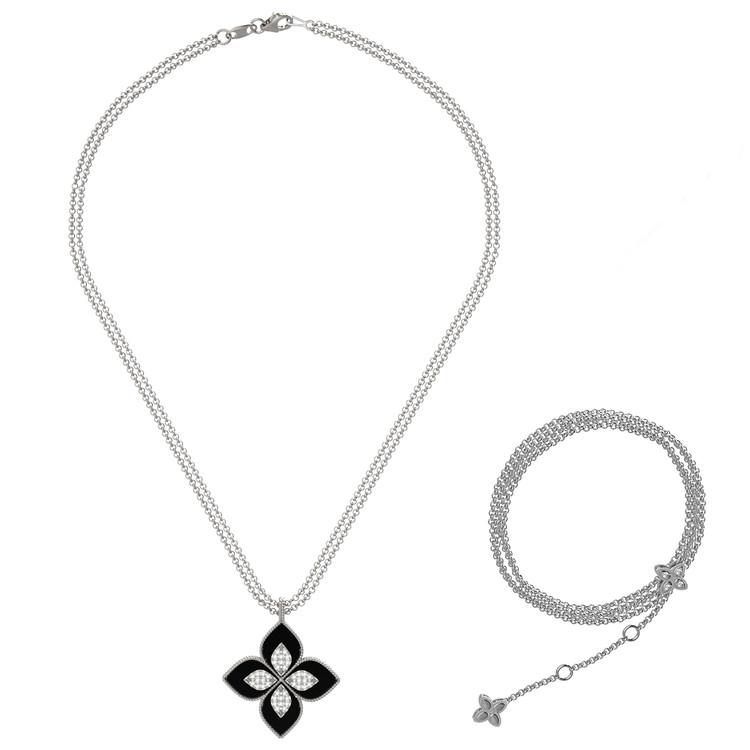 Колье из белого золота c бриллиантами и ониксом