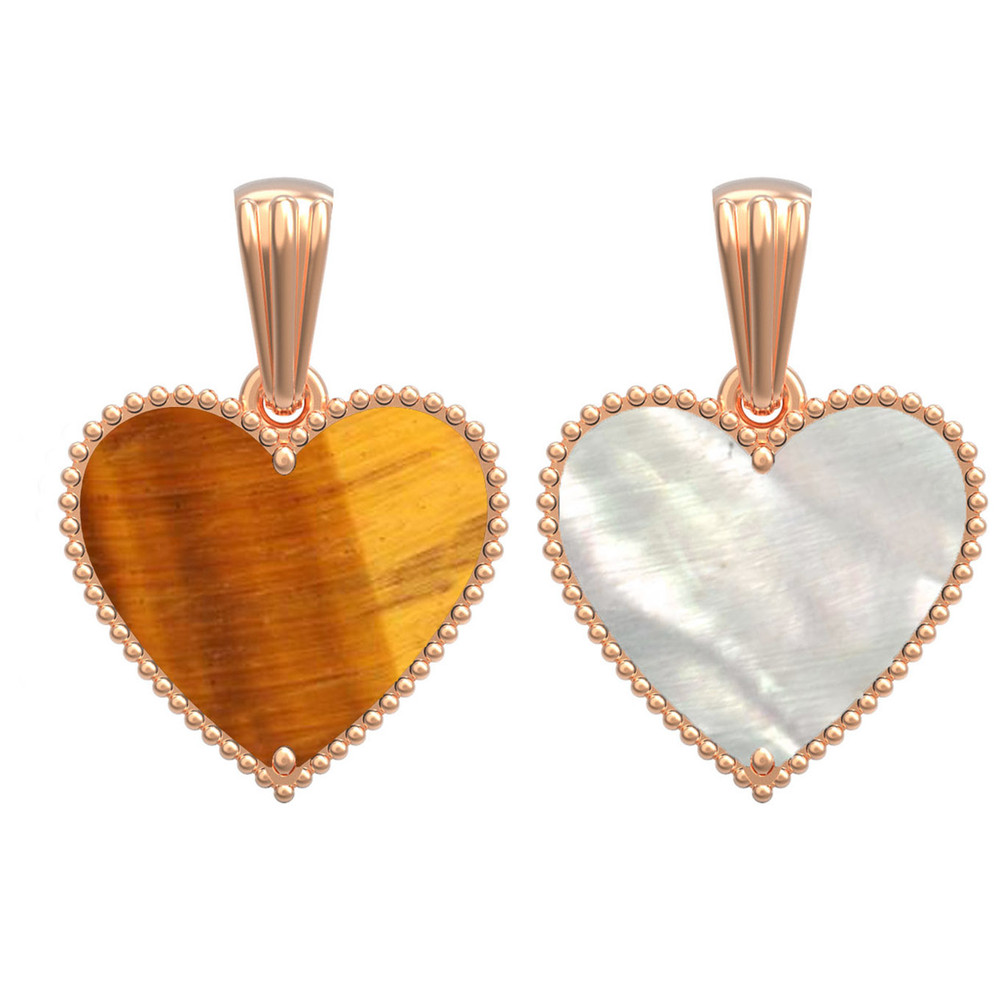 Подвеска из золота c тигровым глазом и перламутром