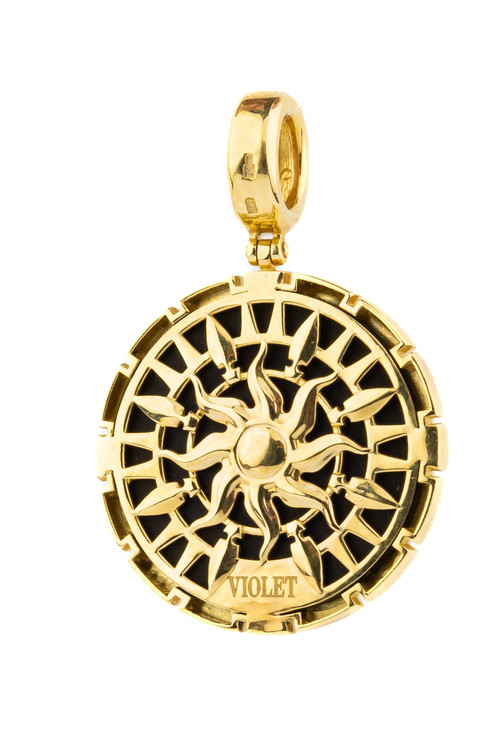 Подвеска из лимонного золота c эмаль и ониксом