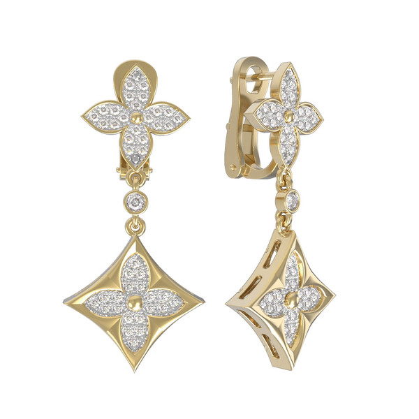 Серьги из лимонного золота c бриллиантами