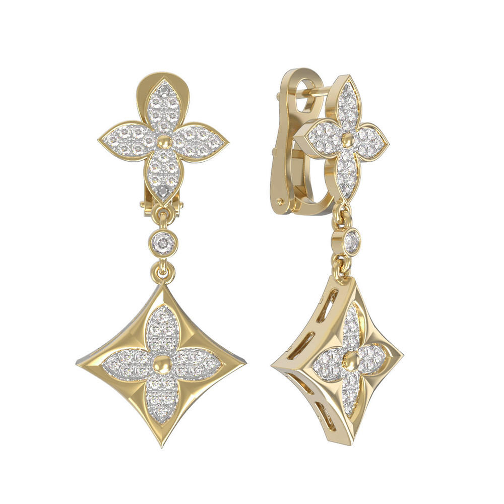 Серьги из лимонного золота c бриллиантами