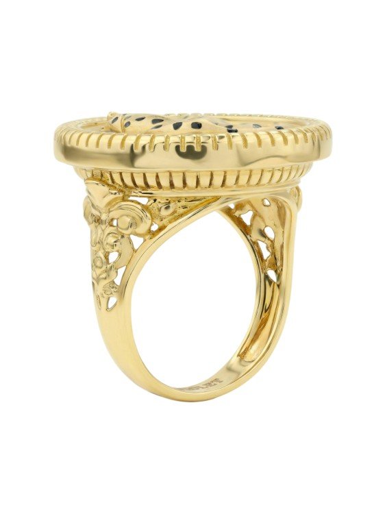 Кольцо из лимонного золота c эмаль