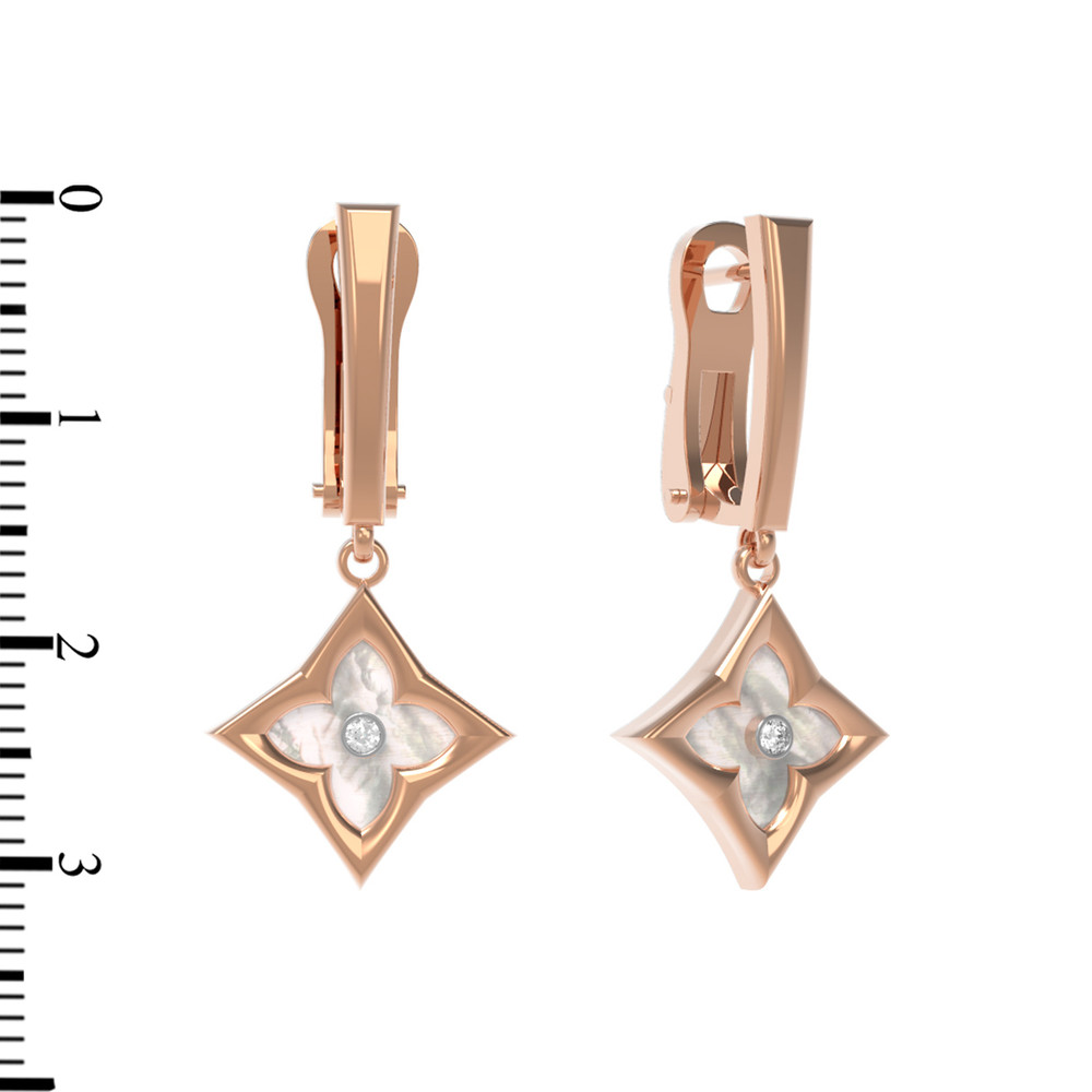 Серьги из золота c бриллиантами и перламутром