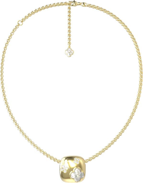 Колье из лимонного золота c бриллиантами и перламутром