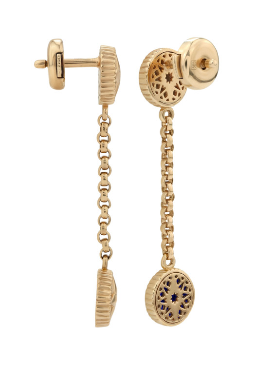 Серьги из золота c бриллиантами, лазуритом и перламутром