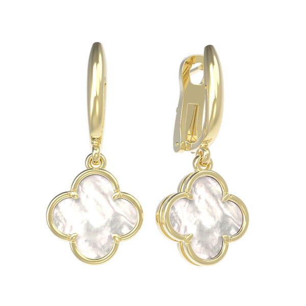 Серьги из лимонного золота c перламутром