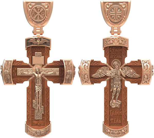 Крест из золота c деревом груши